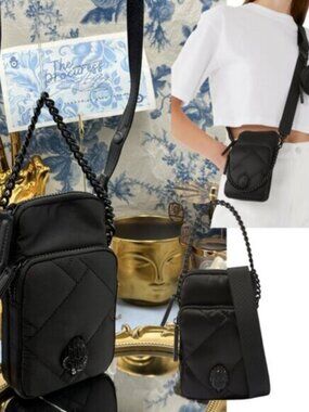 🆕 KURT GEIGER LONDON 🧿 NWOT Recycled Nylon XBody Bag Black Drench *NOCOINPURSE